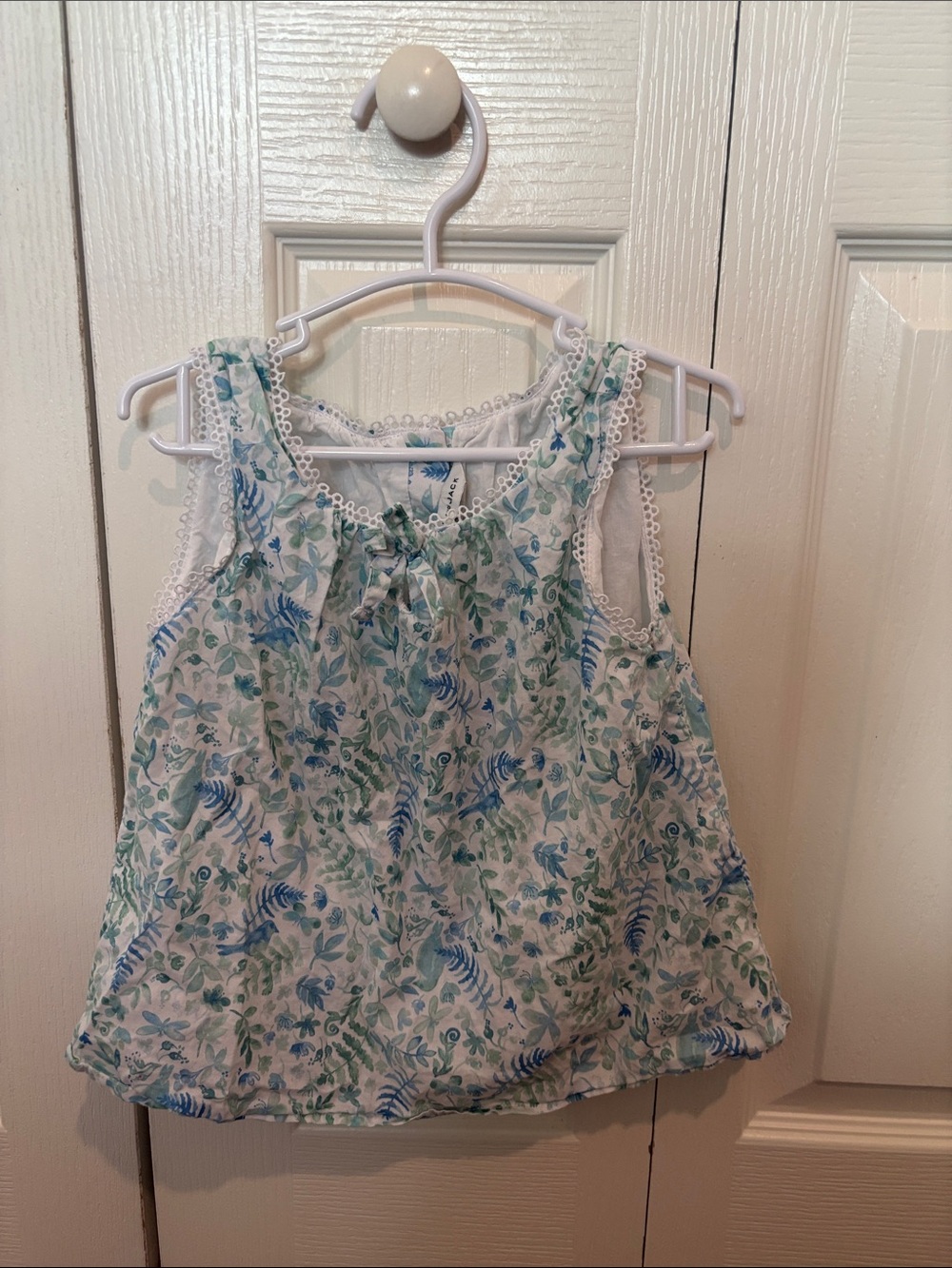 Janie and Jack White Tank with Blue & Green Floral Print